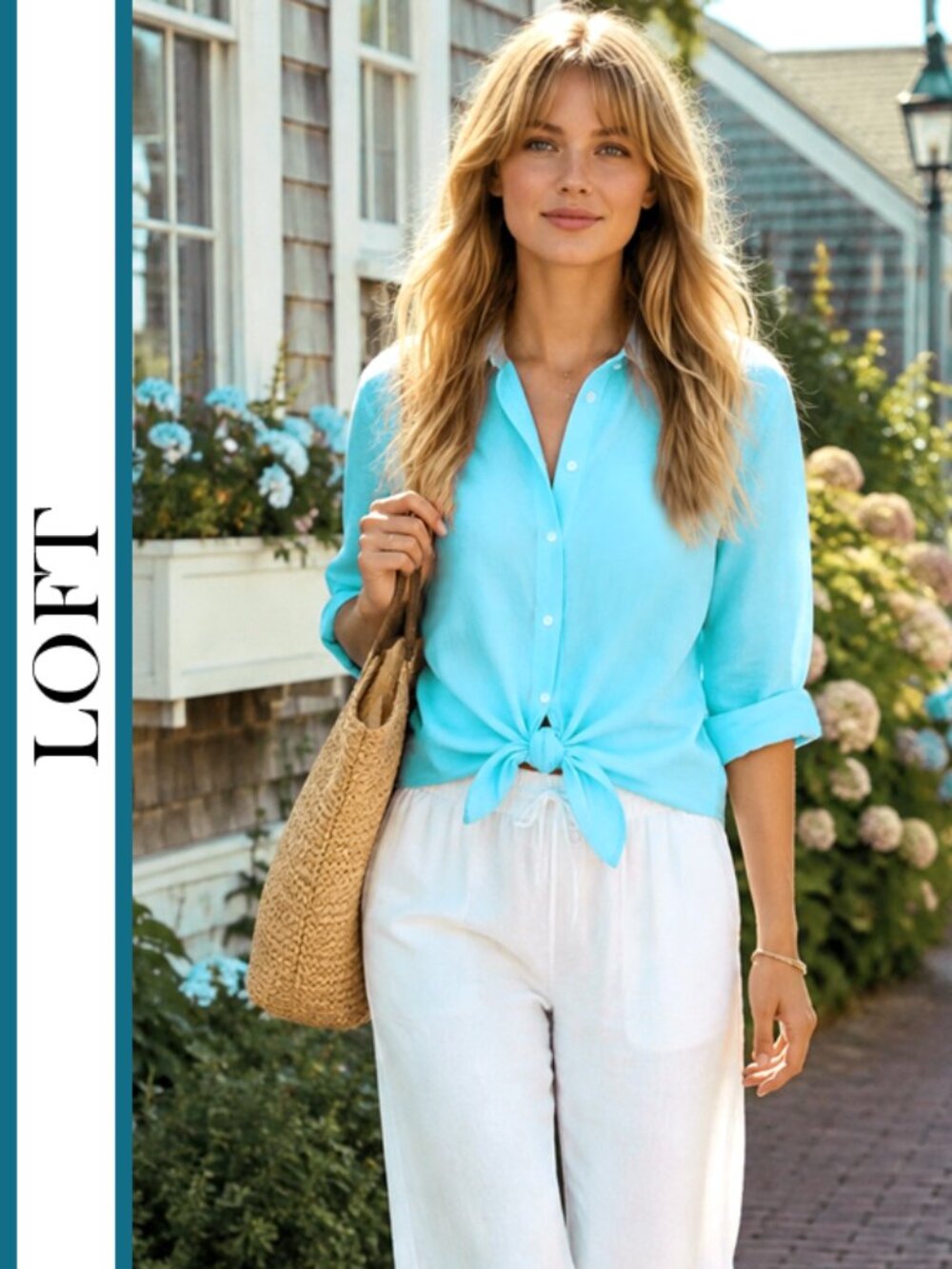 LOFT | Linen Blend Tie Front Shirt - Picture 10 of 10